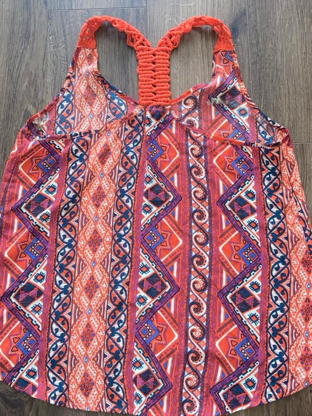 Eyeshadow Orange Multicolor Crochet Racerback Tank - Picture 2 of 3